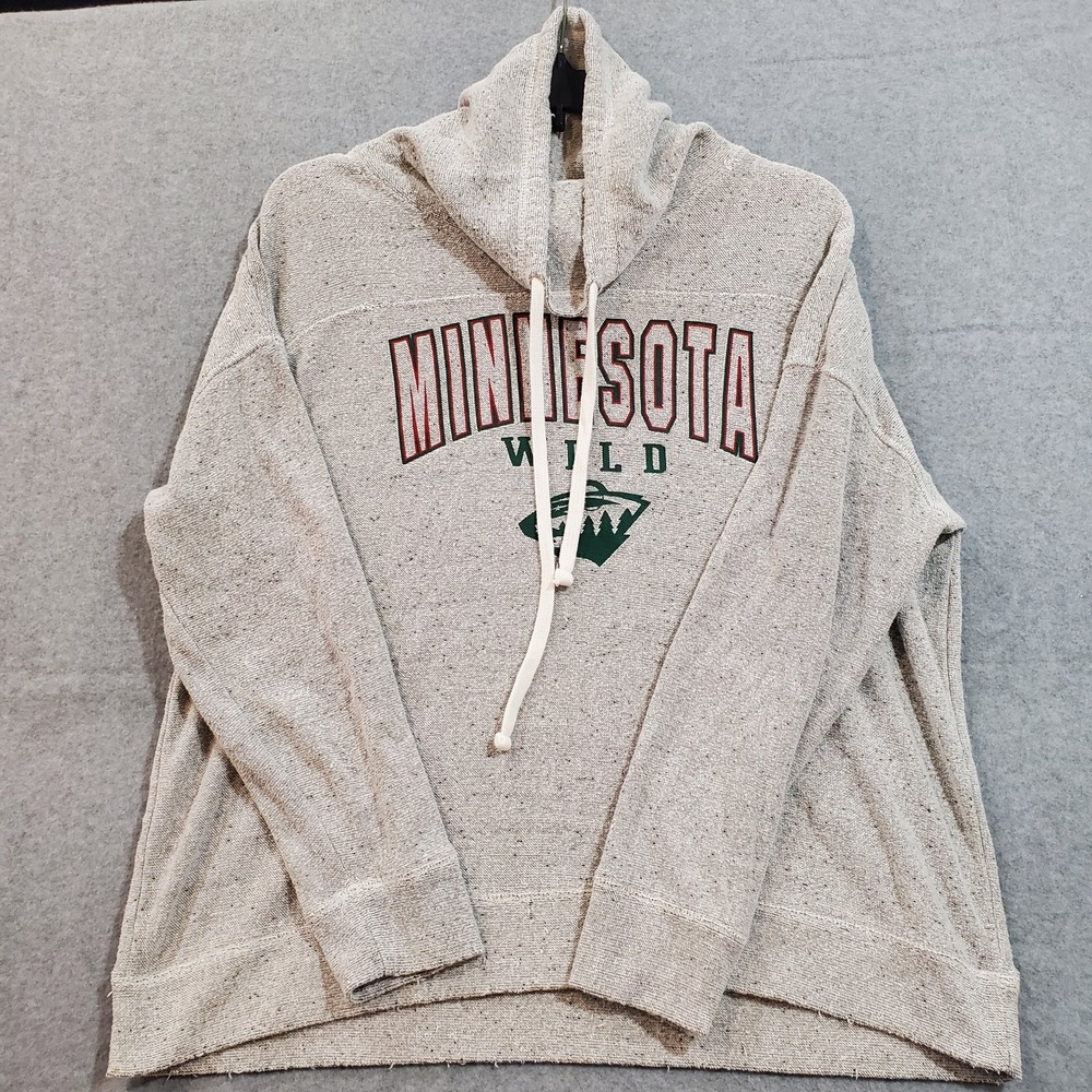 Liv NHL Minnesota Wild Pullover Sweater Womens XL Grey Knitted Cowl‎ Neck